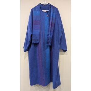 Avoca Collection Irish Wool Jacket Coat with Scarf Vintage Blue Purple Medium